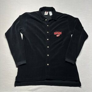 Vintage Pro Edge NHL Corduroy Button Down Detroit Red Wings Black Large